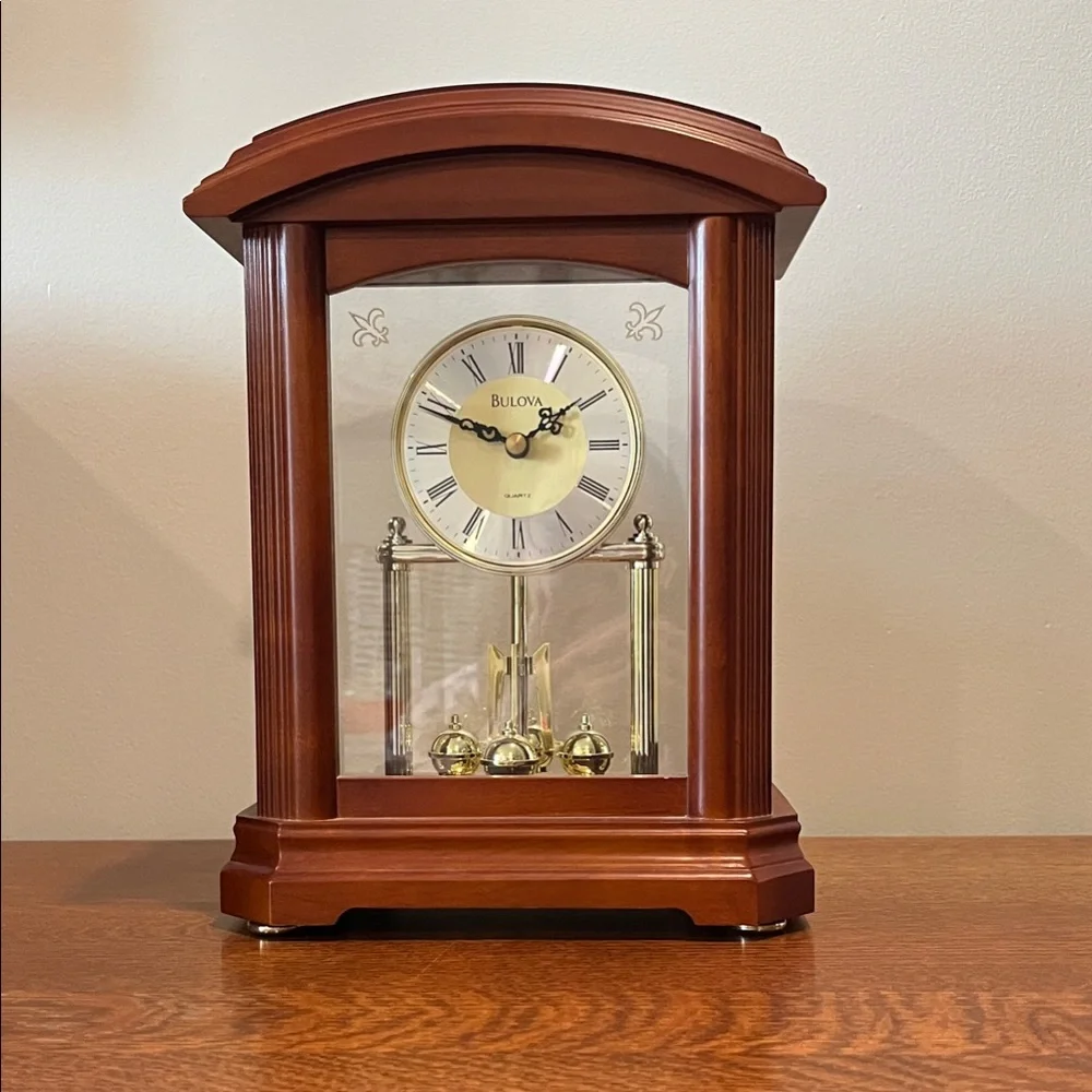 Bulova Walnut Finish Mantel Clock